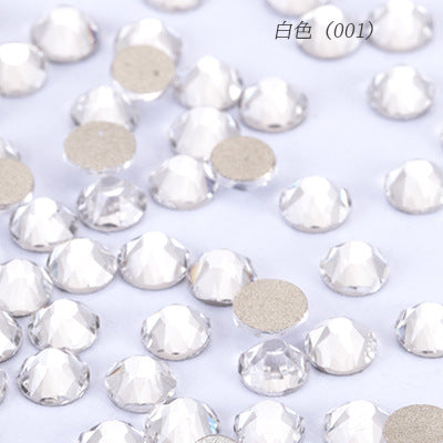 Gold background diamond quality eight big and eight small flat bottom diamonds 16 faceted round rhinestones nail drill DIY nail jewelry