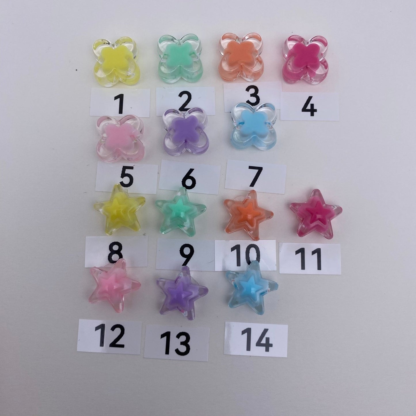 73. star and flower clear double beads - Romo bead
