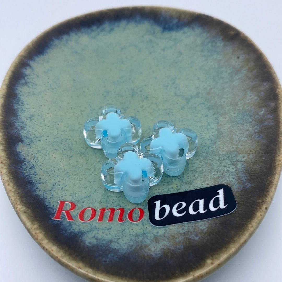 73. star and flower clear double beads - Romo bead