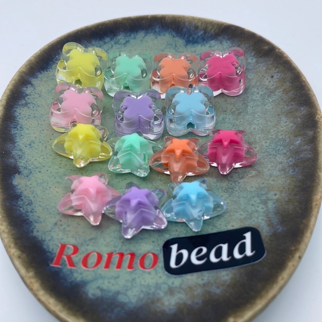 73. star and flower clear double beads - Romo bead