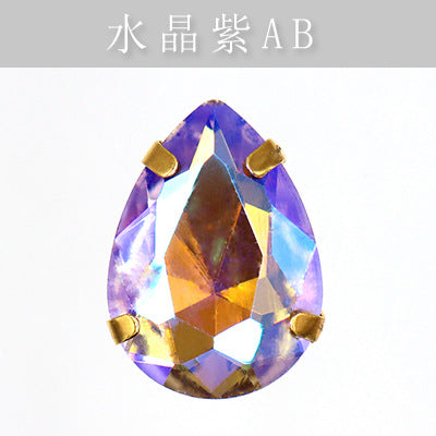 Direct supply of gold-backed waterdrop glass claw rhinestones, bridal dresses, apparel, crystal jewelry, accessories, and multi-color waterdrop claw rhinestones