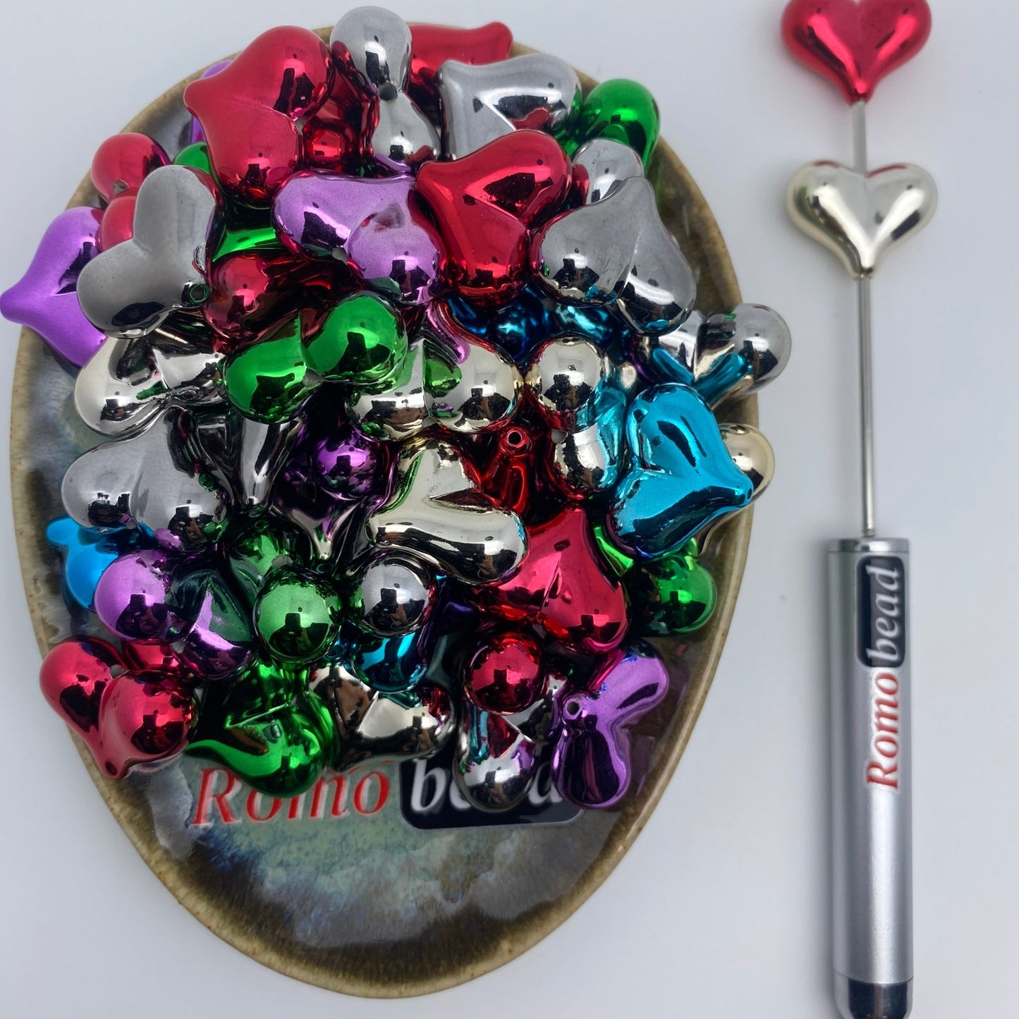 99. shiny heart beads - Romo bead