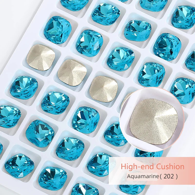 K9 Glass Crystals Crafts Pointback Loose Stones Square Crystals For Clothes Bags DIY Jewelry Decoration Garments Strass