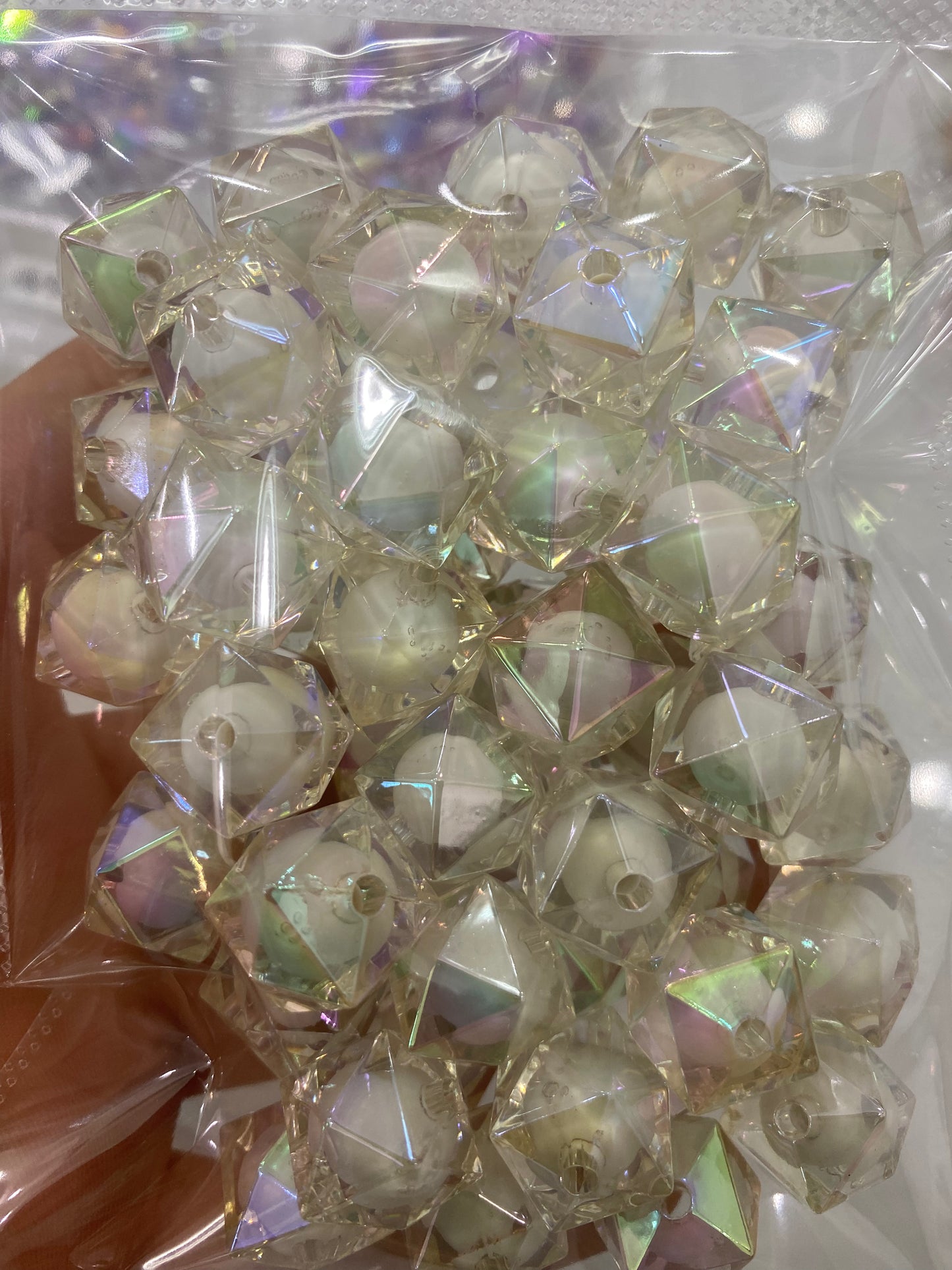 360. Hexagon uv beads white color 50 pcs
