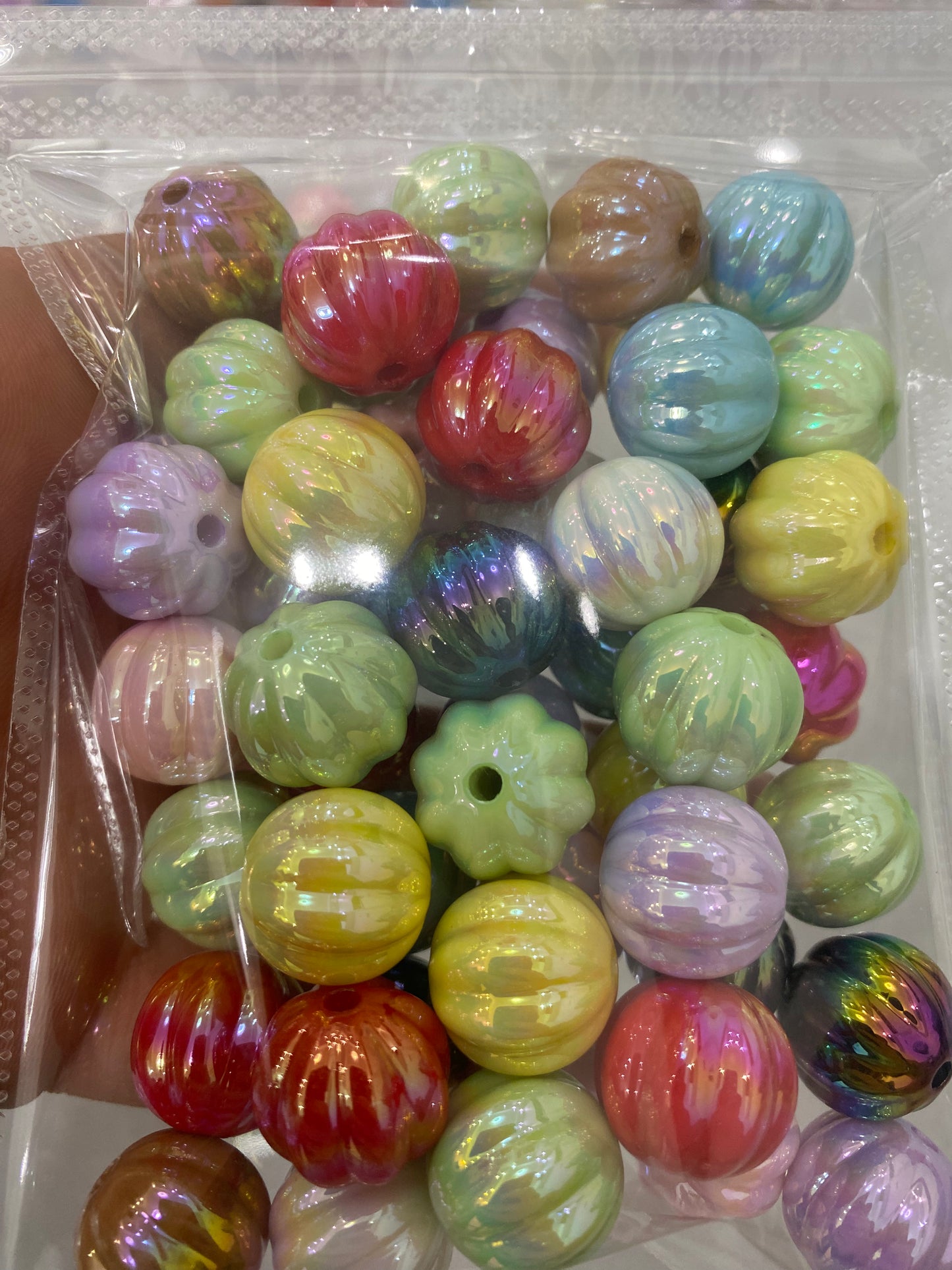 363. Pumpkin uv round beads mix 16mm color 50 pcs