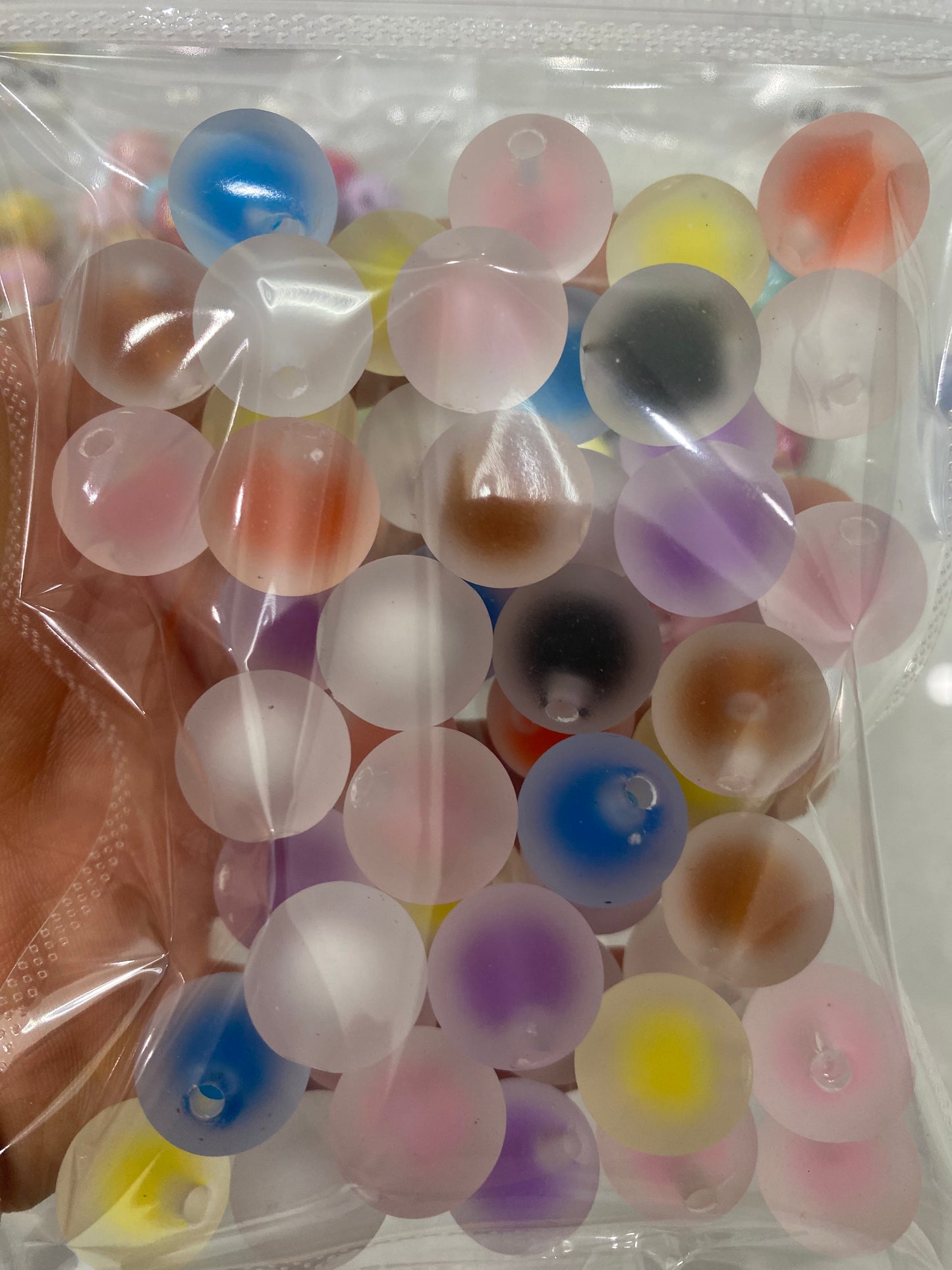 364. Frosted double layer round beads mix 16mm color 50 pcs