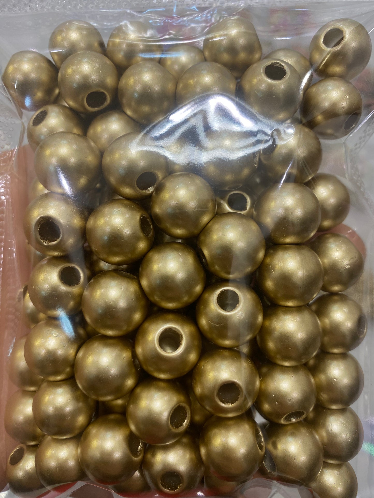 365. Golden round beads 14mm 100pcs