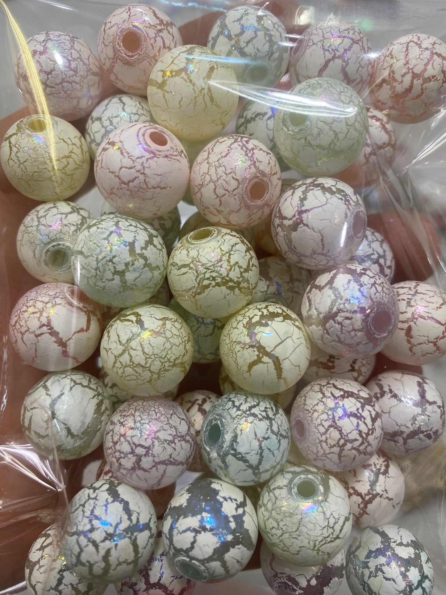 366. round crackle beads 16mm mix color 50pcs