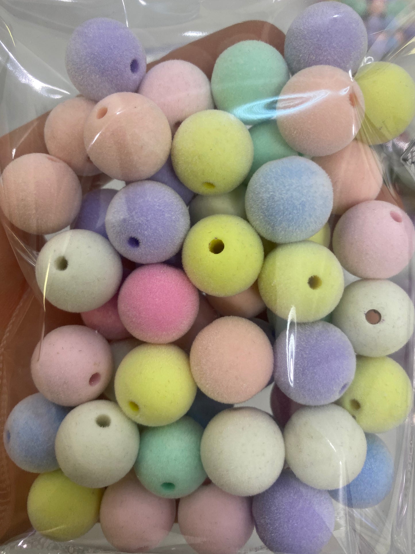 375. Velvet round beads 16mm mix color 50pcs