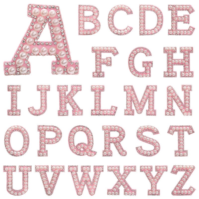 Hot Heat Patch Stickers with 26 English Letters DIY Accessories Clothing Accessories White Diamond Pink Nonwoven Fabric Stickers