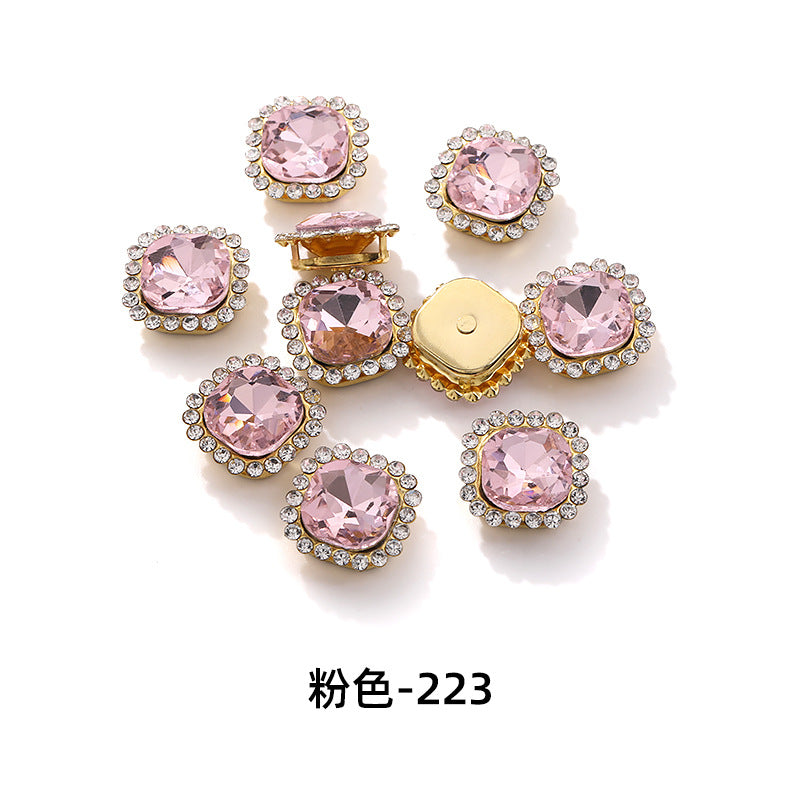Fat square flower disc buckle sunflower double-layer glass drill DIY hand-punched hand-sewn diamond fat square diamond factory wholesale supply