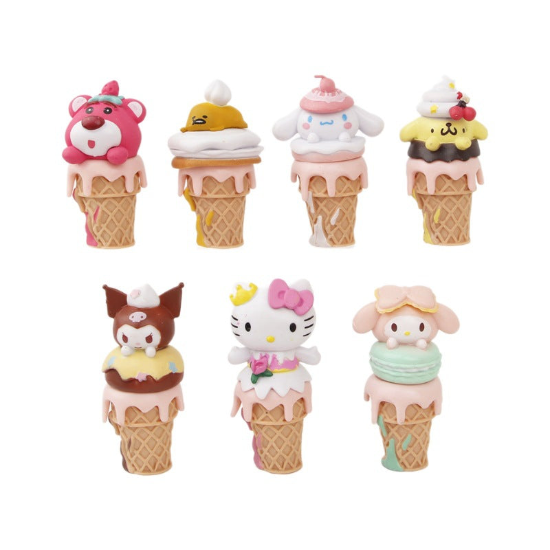 Sanrio Kuromi blind box anime figure ornament ice cream Melody KT cat cartoon girl heart model trend