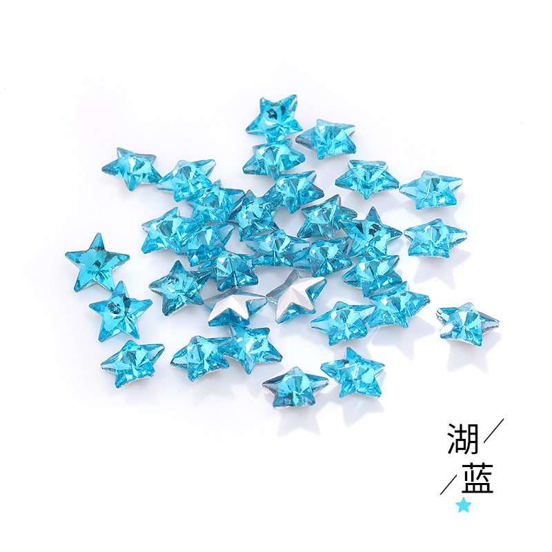 Source of origin: pointed bottom five-pointed star rhinestone, glass five-pointed star rhinestone, phone case diamond attachment, hair accessory rhinestone accessories