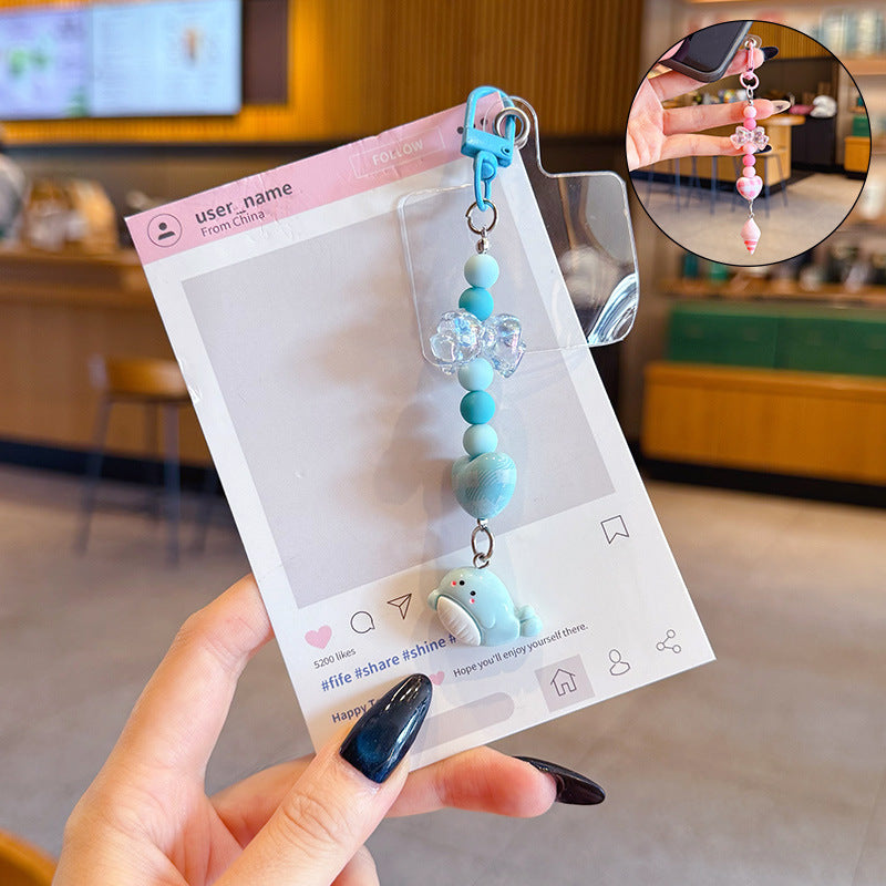 Creative DIY bow beaded mobile phone chain keychain pendant couple miu series bag keychain pendant wholesale
