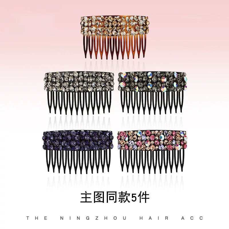 Korean Dongdaemun High-End Rhinestone Hair Comb Inverted Comb for Women, Sophisticated Elegance New Loose Hair Styling Tool Hair Clip