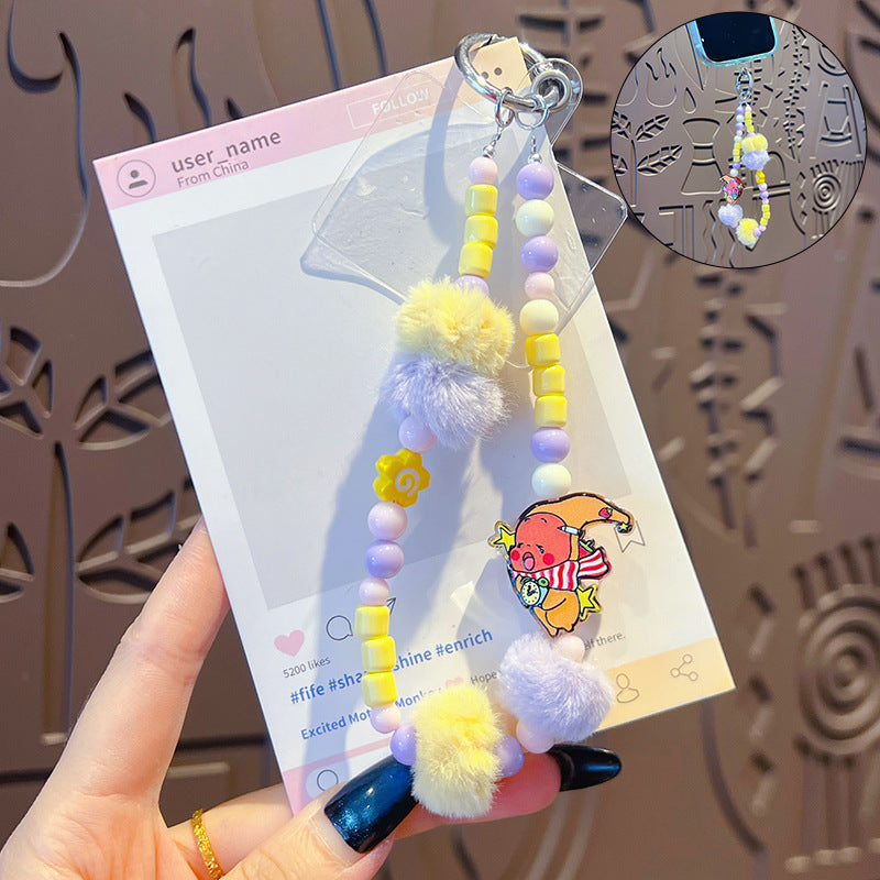 Creative DIY star doll hairball beaded mobile phone chain doll pendant handmade bag keychain pendant
