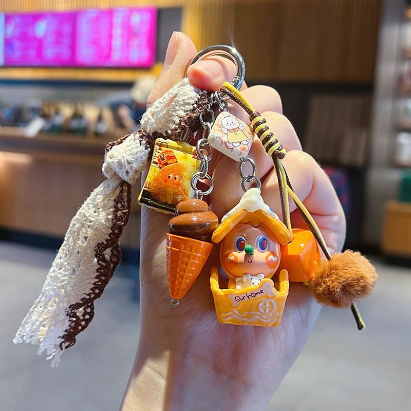 Handmade DIY star man cute grain beaded keychain pendant couple bag doll key chain small pendant