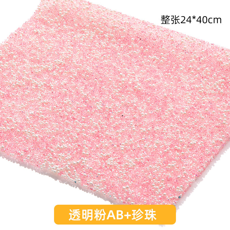 Resin 24*40CM pearl diamond mesh water rhinestone glue mesh peels off and sticks instantly for DIY crafts, sequins, glue, jewelry accessories