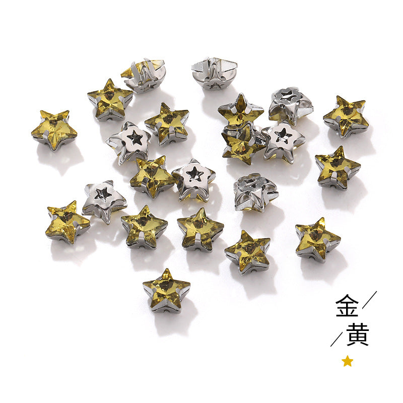Best-selling 10mm five-pointed star stainless steel claw drill, ultra-glitter five-pointed star nail art clothing DIY accessory glass diamond
