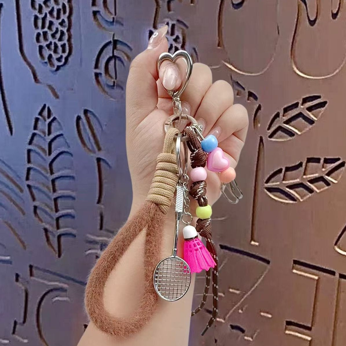 Creative miu badminton bracelet keychain pendant couple car key chain school bag pendant gift