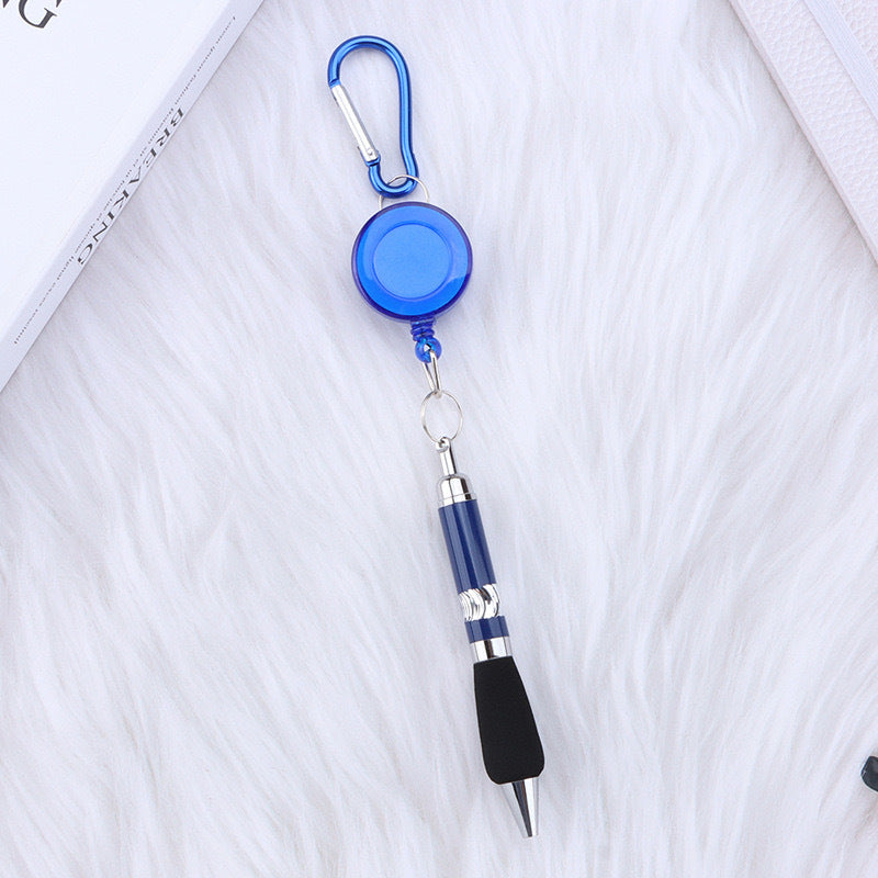 metal draw pen portable stretch ballpoint pen outdoor carabiner keychain telescopic writing pen wholesale