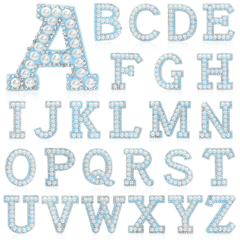Hot Heat Patch Stickers with 26 English Letters Stickers DIY Accessories Clothing and Hat Accessories Blue Non-Woven Fabric Stickers