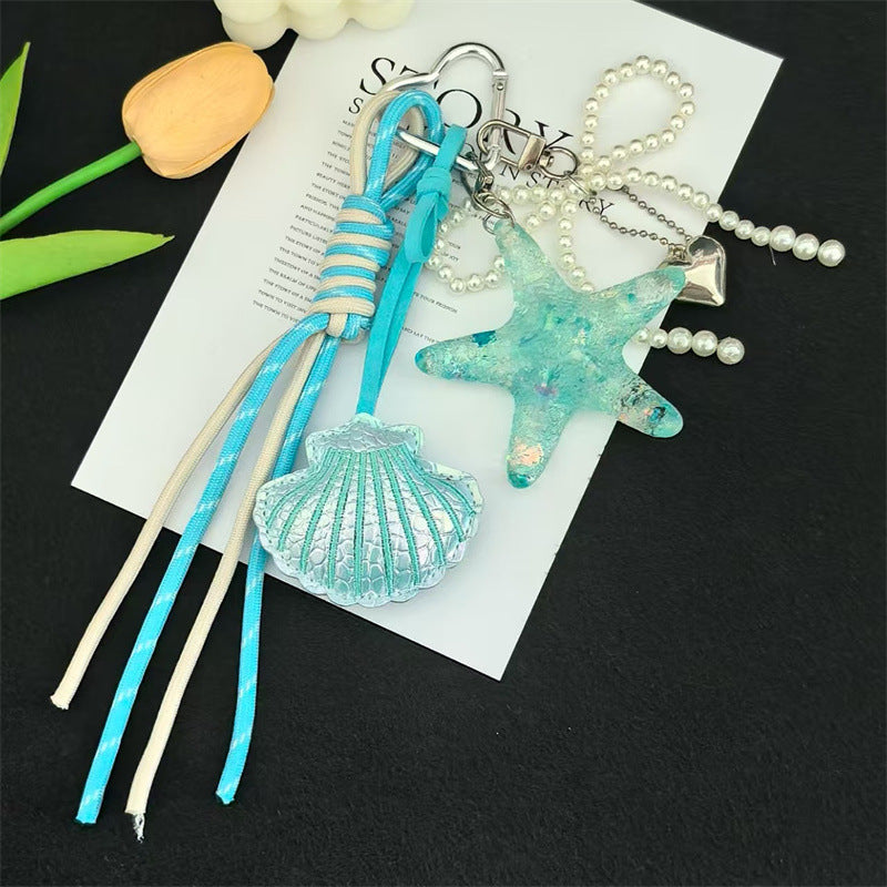 Starfish braided hair phone thread scrunchie pearl straight braid artifact female ponytail bubble braid hair rope versatile hair accessories