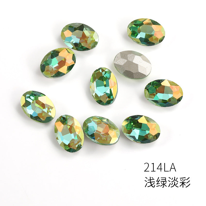 Oval light color nail art diamonds, dan-shaped pointed bottom diamond hair accessories, headwear, luggage, clothing accessories, oval light color water rhinestones