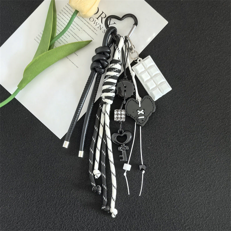 Creative Acrylic Love Braided Rope Women's Bag Keychain Pendant Student School Bag Keychain Pendant Gift