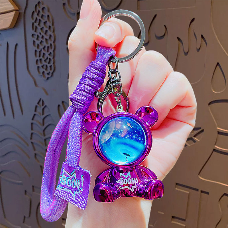 Cartoon Trendy Cool Starry Sky Bear Keychain - School Bag Pendant Creative Couple Doll Key Chain Charm Small Gift