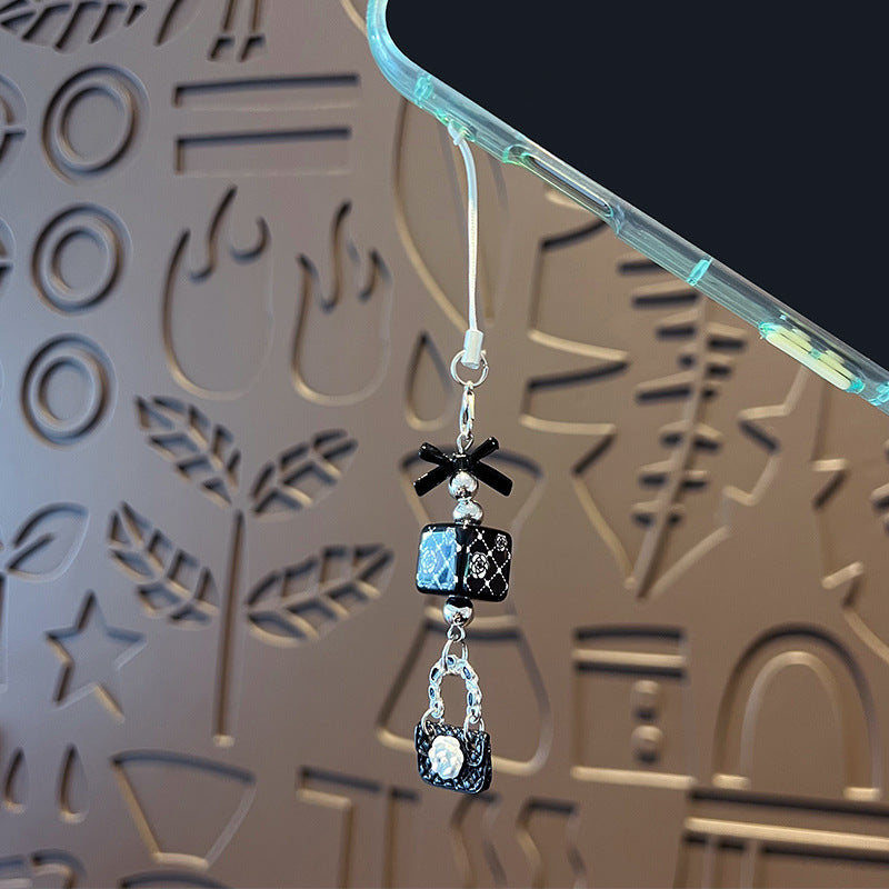 Handmade DIY beaded bow small fragrance mobile phone chain pendant girly heart car key chain bag ornament