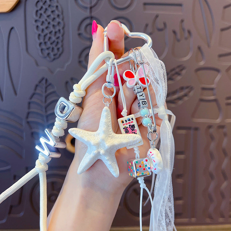 Creative miu starfish bracelet keychain bag pendant simple couple DIY car keychain pendant wholesale