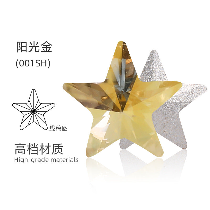 Pentagonal star, high-top rhinestone, irregular rhinestone, rhinestone hot shear, hair accessories, shoes, suitcases, clothing, and accessories that do not fade, pointed bottom pentagonal rhinestones
