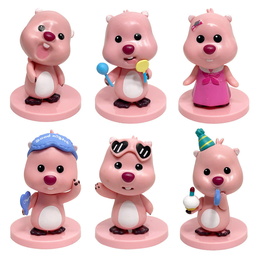 Tilt head Ruby 6 models little beaver figure blind box cute toy doll car cake ornament gacha claw machine