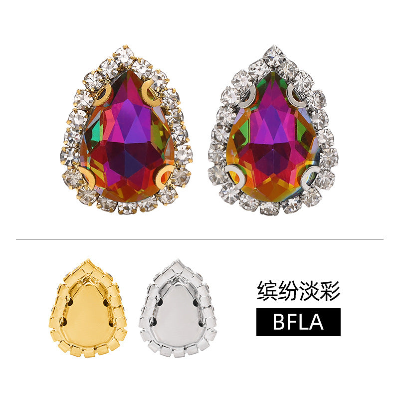 New waterdrop copper crystal buckle with vivid light color thickened base strap hole claw diamond shoes and hats and clothing accessories