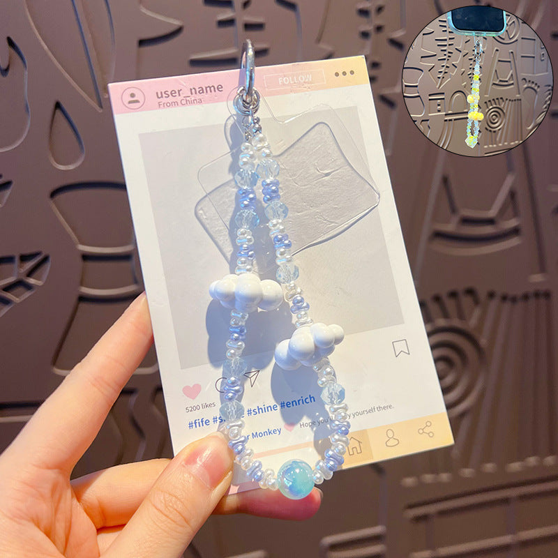 Original handmade DIY beaded cloud mobile phone chain pendant creative ins car keychain bag pendant accessories