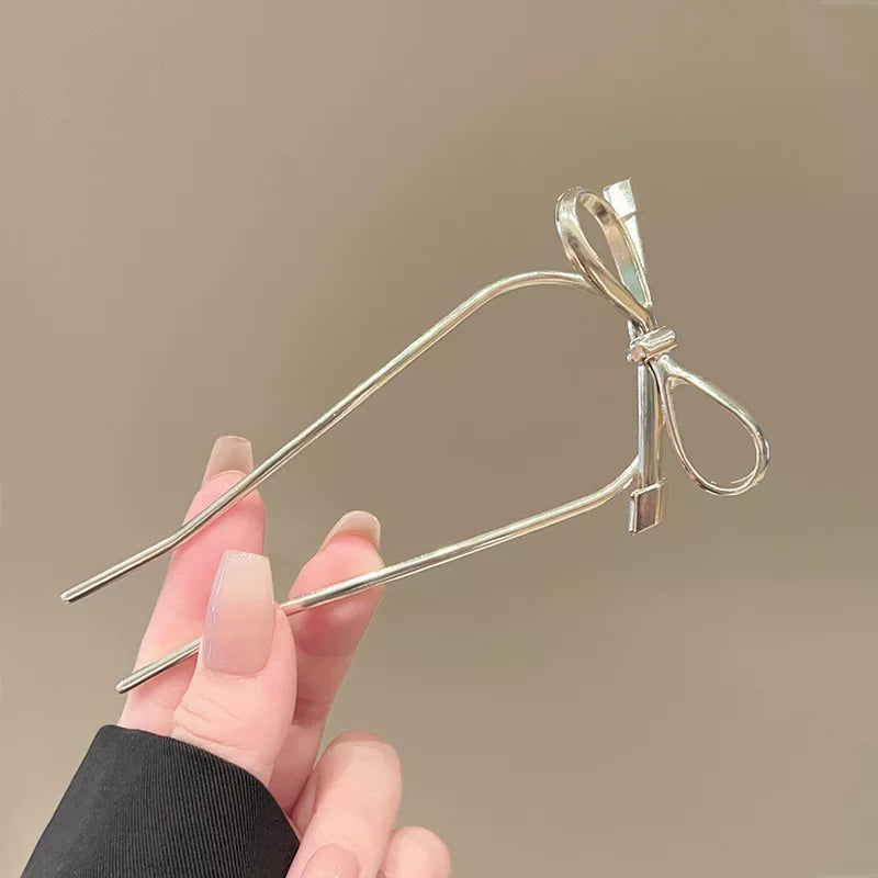New Chinese Style Metal Bow Hairpin for Women, High-End 2026 New Simple Updo Hairpin, Elegant U-Shaped Hairpin