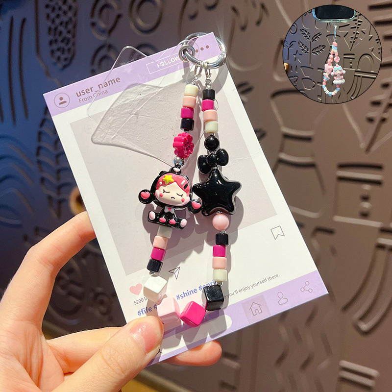 Handmade DIY bubble sitting posture cute baby beaded mobile phone chain small pendant bag doll doll keychain pendant