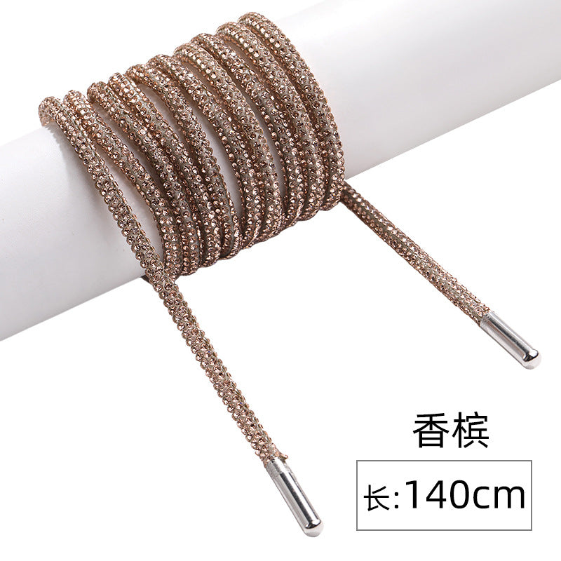 Crystal cord, drill rope, full diamond, ultra-glitter round soft tube, 6-row drill rope, coat strap, hat strap, shoelace, bag and pants strap, DIY accessory for accessories
