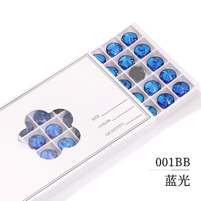 Flat Bottom Hand-Sewn Diamond K9 Satellite Round Flat Buckle Double Hole Punched Hand-Sewn Diamond Wedding Dress Apparel Accessories Super Flash Satellite