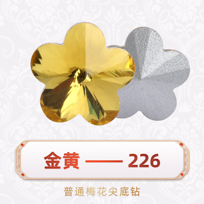 Factory wholesale plum blossom rhinestones, irregular pointed bottom glass rhinestones, phone diamond sticking materials, DIY jewelry accessories