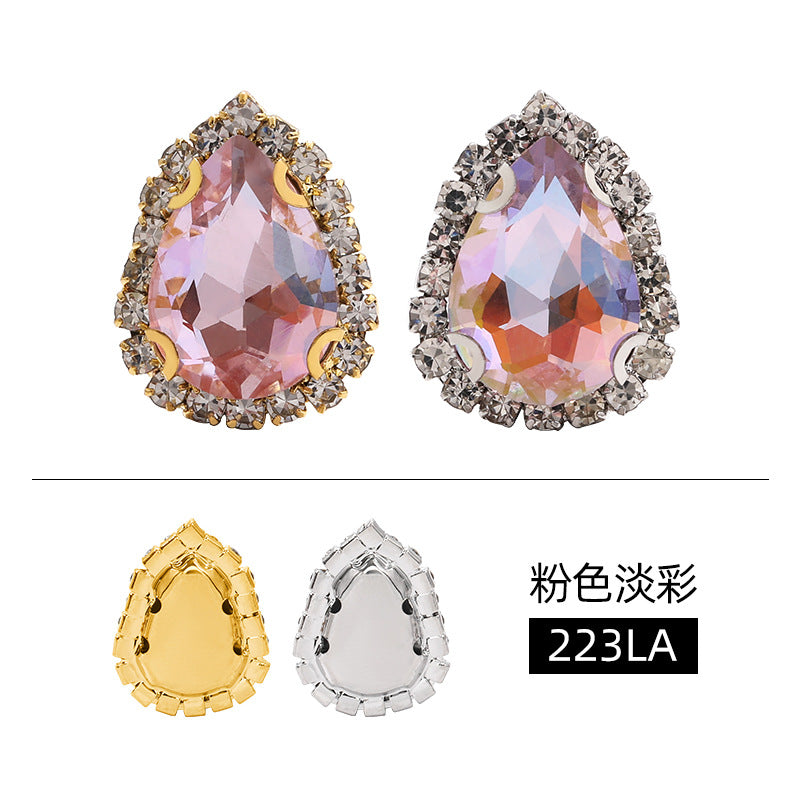 Waterdrop edge claw claw diamond light color crystal buckle thickened sole support, manual perforation, hand-stitched diamond shoes, hats, clothing, and accessories