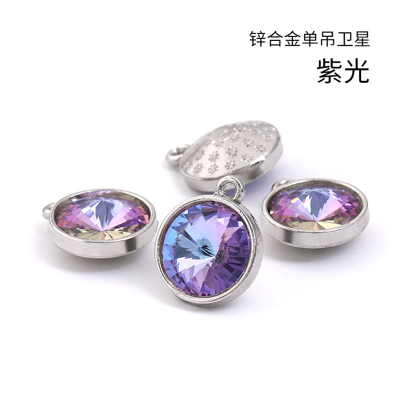 12mm zinc alloy satellite single pendant bag, necklace, bracelet, clothing decoration, accessory satellite shape round single-hole pendant