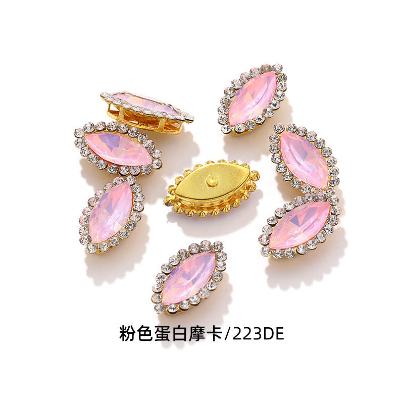 Horse Eye Sunflower Double-layer Hand-Stitched Diamond Shaped Edge Glass Diamond Clothing Bag DIY Accessories Manufacturer Wholesale