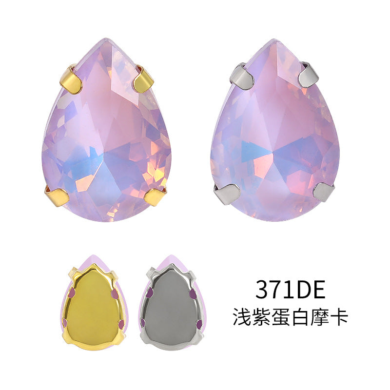 Xichuan waterdrop egg white mocha four-corner claw drill hand-stitched glass teardrop water rhinestone DIY accessories and accessories