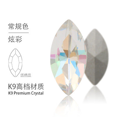 Cross-border Internet celebrity K9 diamond-shaped diamond pointed bottom, special-shaped marquise crystal diamond earrings, necklace accessories, nail art, sparkling diamonds