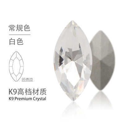 Cross-border Internet celebrity K9 diamond-shaped diamond pointed bottom, special-shaped marquise crystal diamond earrings, necklace accessories, nail art, sparkling diamonds