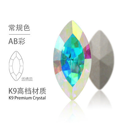 Cross-border Internet celebrity K9 diamond-shaped diamond pointed bottom, special-shaped marquise crystal diamond earrings, necklace accessories, nail art, sparkling diamonds