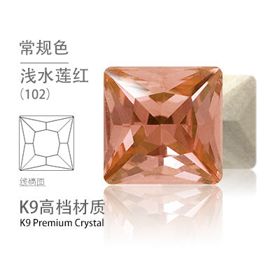 Cross-border hot-selling square right-angle high-top glass drill, special-shaped water rhinestone, DIY square pointed base diamond inlaid with diamond attachment materials