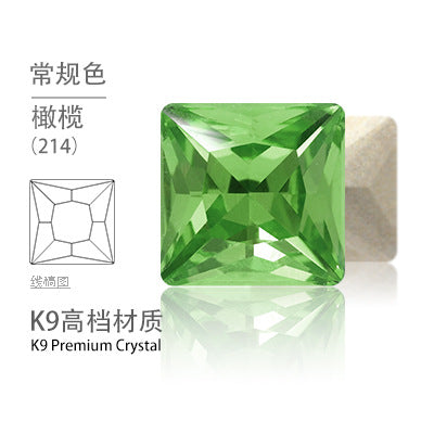 Cross-border hot-selling square right-angle high-top glass drill, special-shaped water rhinestone, DIY square pointed base diamond inlaid with diamond attachment materials